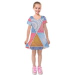 Texture With Triangles Kids  Short Sleeve Velvet Dress