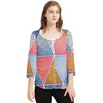 Texture With Triangles Chiffon Quarter Sleeve Blouse