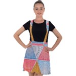 Texture With Triangles Velvet Suspender Skater Skirt