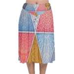 Texture With Triangles Velvet Flared Midi Skirt