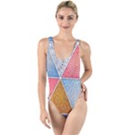 Texture With Triangles High Leg Strappy Swimsuit