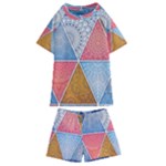 Texture With Triangles Kids  Swim T-Shirt and Shorts Set