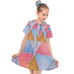 Texture With Triangles Kids  Short Sleeve Shirt Dress