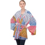 Texture With Triangles Long Sleeve Velvet Kimono 