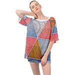 Texture With Triangles Oversized Chiffon Top