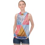 Texture With Triangles High Neck Satin Top