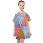 Texture With Triangles Kids  One Piece Chiffon Dress