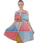 Texture With Triangles Cut Out Shoulders Chiffon Dress