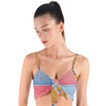 Texture With Triangles Woven Tie Front Bralet