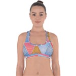 Texture With Triangles Cross Back Hipster Bikini Top 