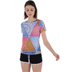 Texture With Triangles Back Circle Cutout Sports T-Shirt