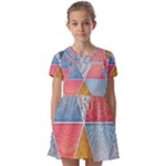 Texture With Triangles Kids  Short Sleeve Pinafore Style Dress