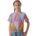 Texture With Triangles Kids  Cuff Sleeve Scrunch Bottom T-Shirt