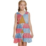 Texture With Triangles Kids  Sleeveless Tiered Mini Dress
