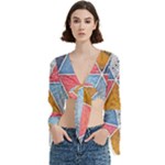 Texture With Triangles Trumpet Sleeve Cropped Top