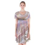 Silk Waves Abstract Short Sleeve V-neck Flare Dress