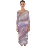 Silk Waves Abstract Quarter Sleeve Midi Bodycon Dress