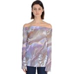Silk Waves Abstract Off Shoulder Long Sleeve Top