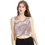 Silk Waves Abstract V-Neck Cropped Tank Top