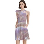 Silk Waves Abstract Cocktail Party Halter Sleeveless Dress With Pockets