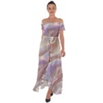 Silk Waves Abstract Off Shoulder Open Front Chiffon Dress