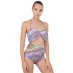Silk Waves Abstract Scallop Top Cut Out Swimsuit