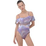 Silk Waves Abstract Frill Detail One Piece Swimsuit