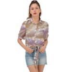 Silk Waves Abstract Tie Front Shirt 