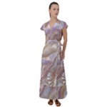 Silk Waves Abstract Flutter Sleeve Maxi Dress