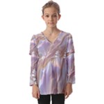 Silk Waves Abstract Kids  V Neck Casual Top