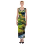 Countryside Landscape Nature Fitted Maxi Dress