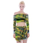 Countryside Landscape Nature Off Shoulder Top with Mini Skirt Set