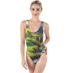 Countryside Landscape Nature High Leg Strappy Swimsuit