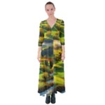Countryside Landscape Nature Button Up Maxi Dress
