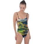 Countryside Landscape Nature Tie Strap One Piece Swimsuit