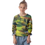 Countryside Landscape Nature Kids  Cuff Sleeve Top