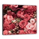 Pink Roses Flowers Love Nature Canvas 24  x 20  (Stretched)