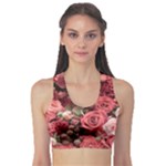 Pink Roses Flowers Love Nature Fitness Sports Bra