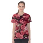 Pink Roses Flowers Love Nature Women s Cotton T-Shirt
