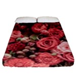 Pink Roses Flowers Love Nature Fitted Sheet (Queen Size)