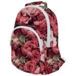 Pink Roses Flowers Love Nature Rounded Multi Pocket Backpack