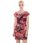 Pink Roses Flowers Love Nature Cap Sleeve Bodycon Dress