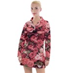 Pink Roses Flowers Love Nature Women s Long Sleeve Casual Dress