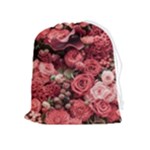 Pink Roses Flowers Love Nature Drawstring Pouch (XL)