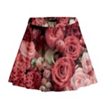Pink Roses Flowers Love Nature Mini Flare Skirt