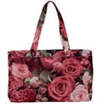 Pink Roses Flowers Love Nature Canvas Work Bag