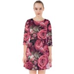 Pink Roses Flowers Love Nature Smock Dress