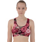 Pink Roses Flowers Love Nature Back Weave Sports Bra