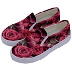 Pink Roses Flowers Love Nature Kids  Canvas Slip Ons