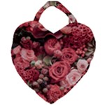 Pink Roses Flowers Love Nature Giant Heart Shaped Tote